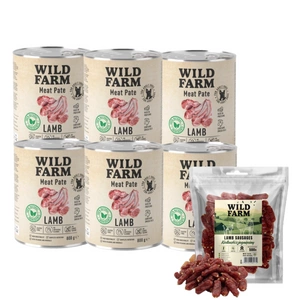 WILD FARM Pate Lamb 6x800g bezlepkové krmivo pro psy + Jehněčí klobásy 500g