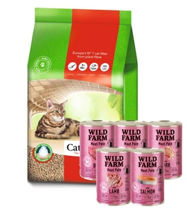 Cat’s Best Original 30 l + WILD FARM Pate 5x400g MIX