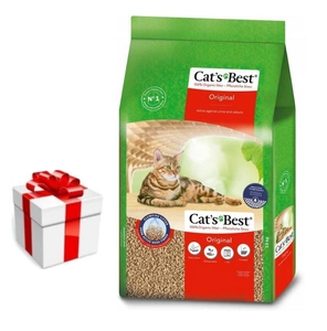 JRS Cats Best Eko Plus - hrudkující dřevěné stelivo 30l / 13kg + Překvapení pro kočku