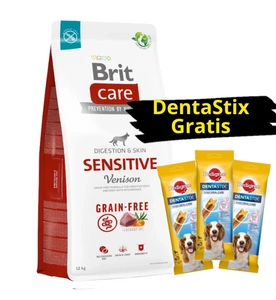 Brit Care Sensitive Venison & Potato 12kg + 3x DentaStix GRATIS