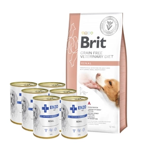 Brit gf veterinary diets dog Renal 12 kg + ENZO VET Renal 6 x 400 g