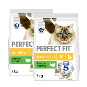 PERFECT FIT (Sensitive 1+) 2x7kg Bohaté na krůtí - suché krmivo pro dospělé kočky