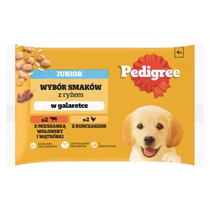 PEDIGREE Junior kuře s rýží / hovězím masem a rýží 4x100g