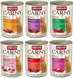 ANIMONDA Cat Carny Adult Mix 6 příchutí 24x400g