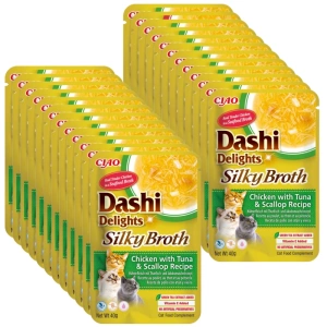 INABA Dashi Delights Hedvábná polévka s kuřecím masem, tuňákem a mušlemi 24x40g