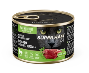 DOLINA NOTECI Super Rafi Cat P&F s divokou zvěřinou a kuřecími srdíčky 185 g