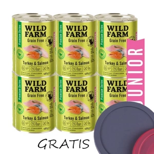 WILD FARM Premium Grain Free Turkey and Salmon Junior 12x400g - krmivo pro koťata bez obilovin