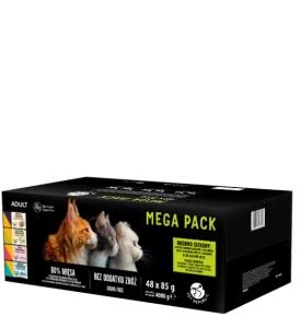 PetRepublic mokré krmivo pro kočky v jemné omáčce MIX s příchutí masa a ryb 48x85g