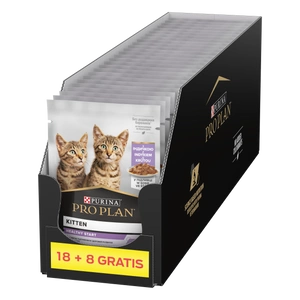PRO PLAN Nutrisavour Kitten Food delikátní kousky s krůtím masem v omáčce 26x85g (18+8 ZDARMA)