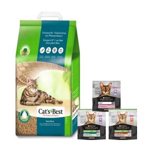 JRS Cats Best Sensitive 20l / 7,2kg + PRO PLAN Adult cat food 400g - náhodná dodávka