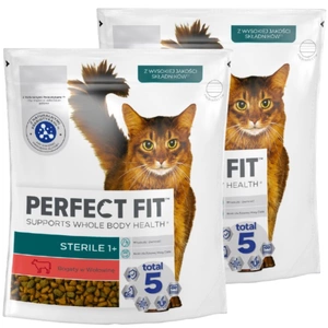 PERFECT FIT (Sterilní 1+) 2x750g Suché krmivo bohaté na hovězí maso pro kočky po sterilizaci