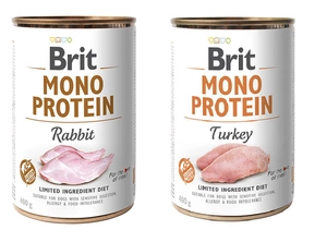 BRIT MONO PROTEIN RABBIT 12x400g + BRIT MONO PROTEIN TURKEY 12x400g