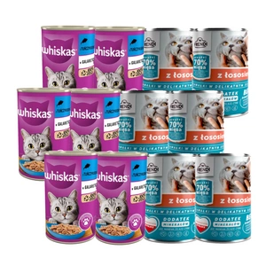 WHISKAS Adult tuňák 6x400g + Frendi kousky v jemné omáčce s lososem 6x400g