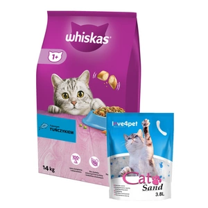 Whiskas Adult tuňák 14 kg + CAT SAND Silikonová podestýlka pro kočky 3,8l