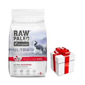 Vetexpert Raw Paleo Ultra Beef Puppy Medium/Large 2kg + překvapení pro vašeho psa ZDARMA