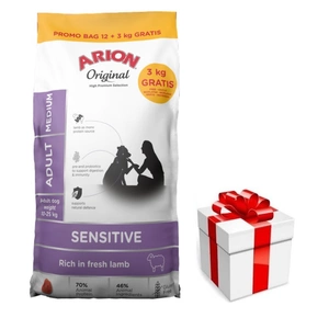 ARION Original Sensitive Adult Medium 12+3kg + překvapení pro psa ZDARMA