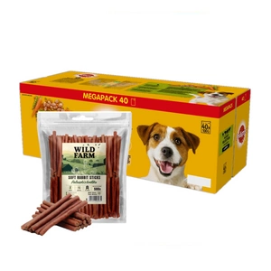 Pedigree Adult šťáva hovězí kuře krůta jehně 40 x 100 g + WILD FARM Králičí tyčinky 500g