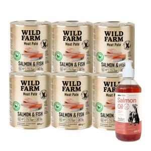 WILD FARM Pate Salmon&Fish 6x800g bezlepkové krmivo pro psy + LAB V Lososový olej 1000 ml