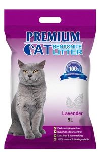 Bentonitové hrudkující stelivo Premium Cat - Levandule pro kočky 5L