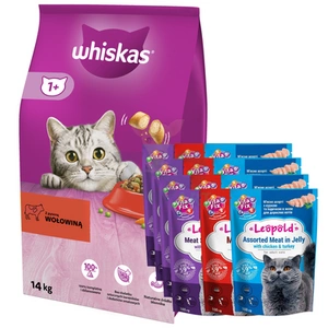 WHISKAS Adult hovězí 14 kg + Leopold 12x100g