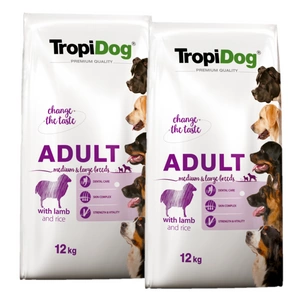 TropiDog Premium Adult MEDIUM & LARGE BREEDS – s jehněčím a rýží 2x12kg