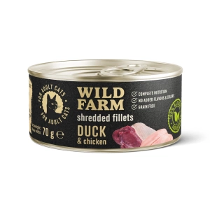 WILD FARM Fillets Duck&Chicken 70g - mokré krmivo pro kočky bez obilovin ve vývaru