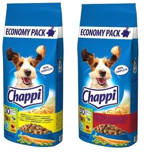 CHAPPI 13,5 kg s drůbežím masem a zeleninou + CHAPPI 13,5 kg s hovězím masem, drůbežím masem a zeleninou  ZAHRNUTO -3%