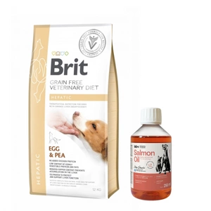 Brit gf veterinary diets dog Hepatic 2kg + LAB V Lososový olej 250ml