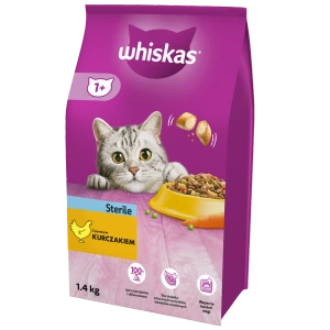 WHISKAS Sterile 3,8kg – suché krmivo pro dospělé kočky po kastraci, s lahodným kuřecím masem