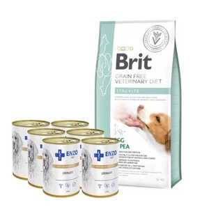 Brit GF veterinární výživa pro psy Struvite 12 kg + ENZO VET Urinary 6x400 g