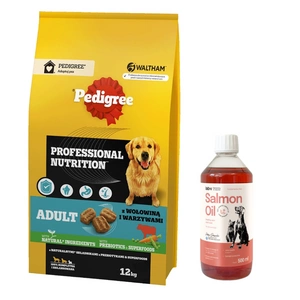 Pedigree Adult Professional Nutrition s hovězím masem a zeleninou pro velké a střední psy 12kg + LAB V Lososový olej 500ml