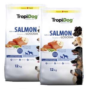 TropiDog Premium Adult MEDIUM & LARGE BREEDS – Rich v lososu, s rýží 2x12kg