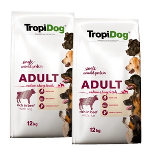 TROPIDOG Premium Adult medium & large breed Rich v HOVĚZÍM, s RÝŽÍ 2x12kg