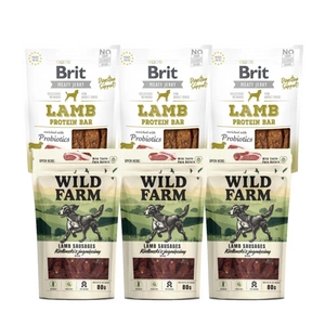 BRIT Jerky Snack Lamb + WILD FARM jehněčí klobásky 6x80g