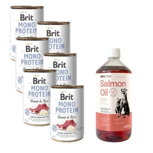 BRIT MONO PROTEIN LAMB & BROWN RICE 6x400g + LAB V Lososový olej 1000 ml
