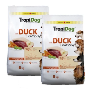 TROPIDOG Premium Adult Small Breeds s kachnou a rýží 2x8kg
