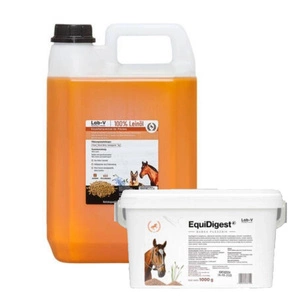 LAB-V EquiDigest krmná směs pro koně posilující trávení 1kg + LAB-V Lněný olej pro koně 5000ml