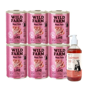 WILD FARM Pate Lamb 6x400g - bezlepkové krmivo pro kočky + LAB V Lososový olej 500 ml