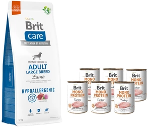 BRIT CARE Dog Hypoallergenic Adult Large Breed Lamb 12 kg + BRIT MONO PROTEIN TURKEY 6x400 g