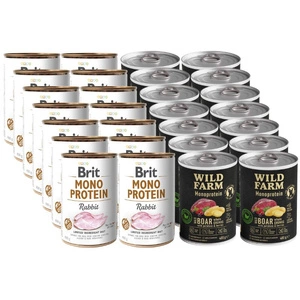 BRIT MONO PROTEIN RABBIT 6x400g + WILD FARM Monoprotein Wild Boar 6x400g