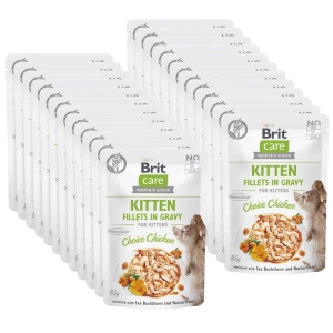 BRIT CARE Cat Kitten Fillets in Gravy Choice Chicken Enriched with Sea Buckthorn and Nasturtium 24x85g