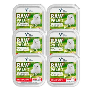 Vetexpert RAW PALEO PATE MINI štěněcí hovězí 6x150g - tác s hovězím masem
