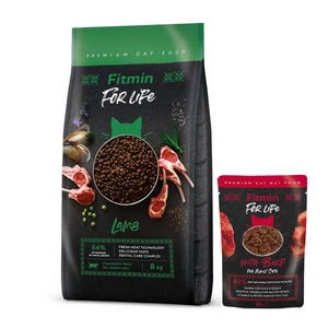 FITMIN Cat For Life Adult Jehněčí 8kg + GRATIS !!
