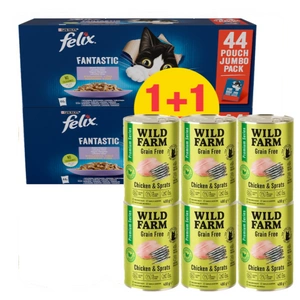 WILD FARM Premium Grain Free Chicken and Sprats 6x400g + Felix v želé MIX MASOsáček 44x85g 1 +1 ZDARMA