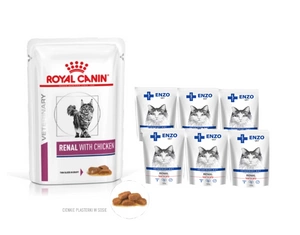 ROYAL CANIN Renal with Chicken 12x85g + ENZO VET Renal 6x100g