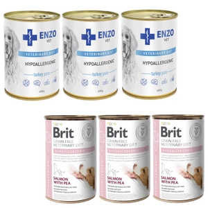 BRIT GF Veterinary Diets Dog Hypoallergenic 3x400g + ENZO VET Hypoallergenic s krůtím masem pro psy 3x400g