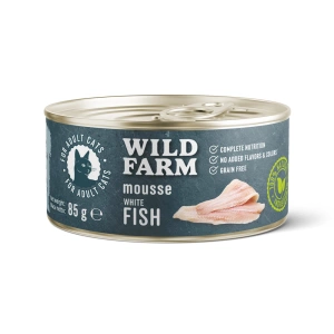 WILD FARM Mousse White Fish 85g - pěna pro kočky bez obilovin