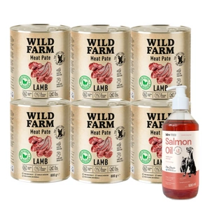 WILD FARM Pate Lamb 6x800g bezlepkové krmivo pro psy + LAB V Lososový olej 1000 ml