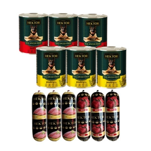Hektor Smíšené příchutě 6x1240g + tyčinka pro psy 6x900g
