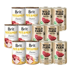 BRIT PATE &amp; MEAT CHICKEN 6x400g + Wild Farm Pate Beef 6x400g